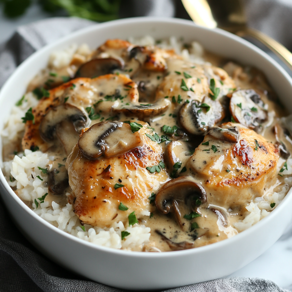 Creamy Mushroom Chicken and Rice