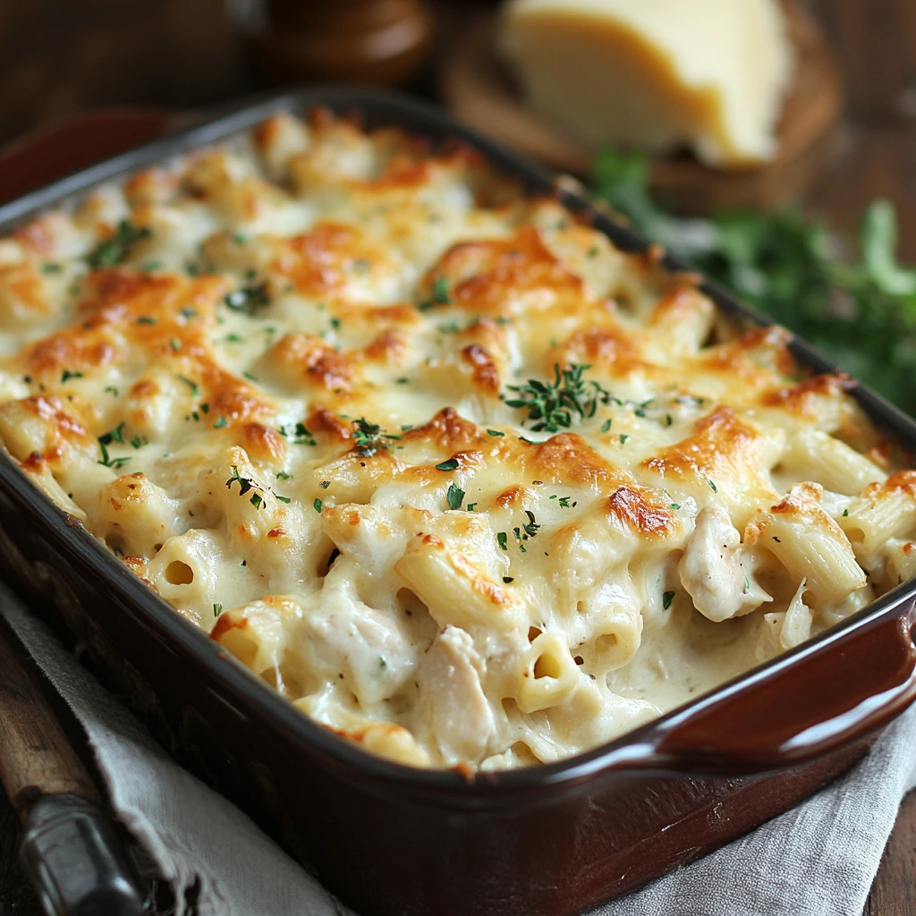 Chicken Pasta Alfredo Casserole