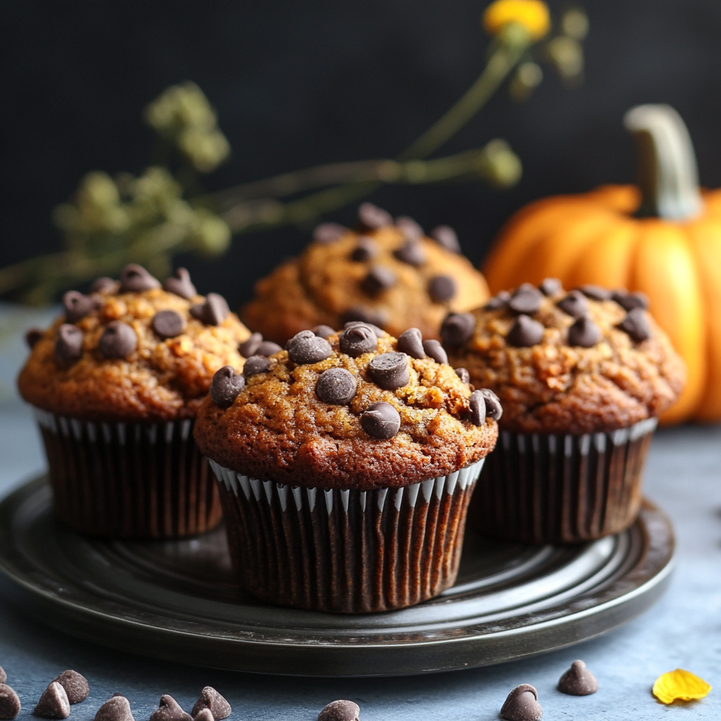  Chocolate Chip Pumpkin Spice Muffins