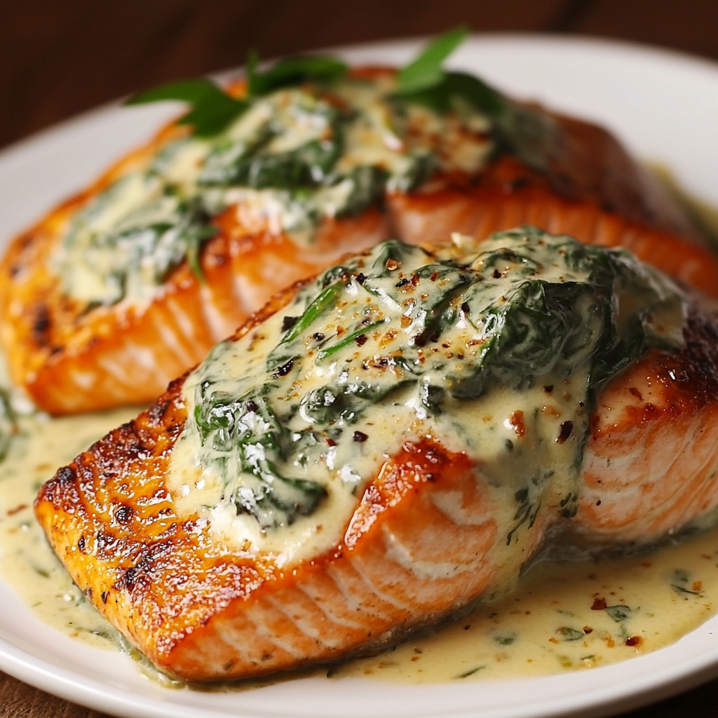 Creamy Spinach Stuffed Salmon