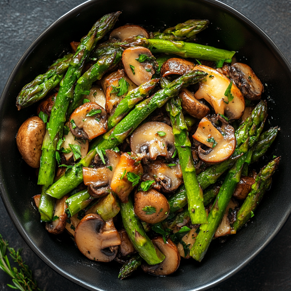 Sautéed Asparagus and Mushrooms