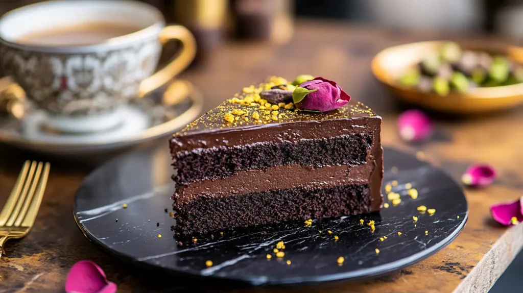 Healthy Portion of Dubai Chocolate Cake with Nutrition Details