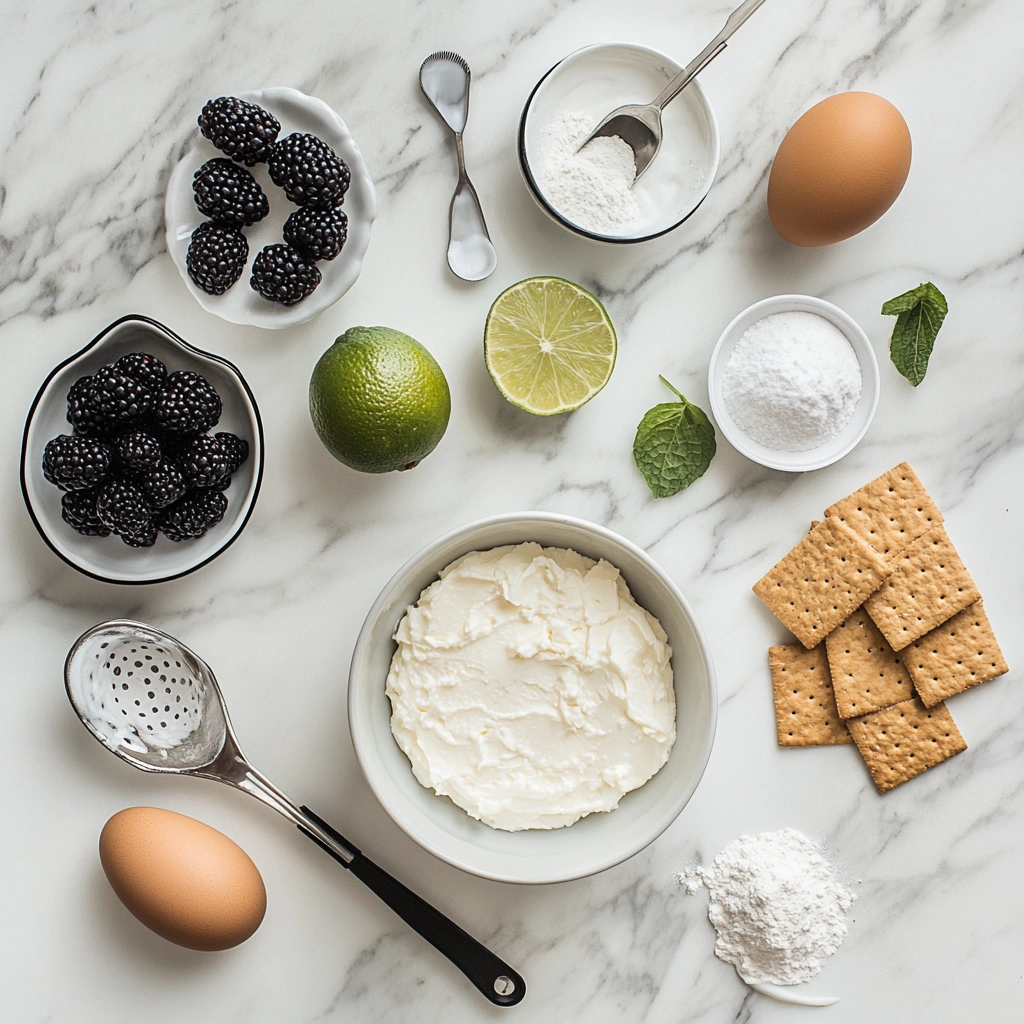 Blackberry lime cheesecake ingredients