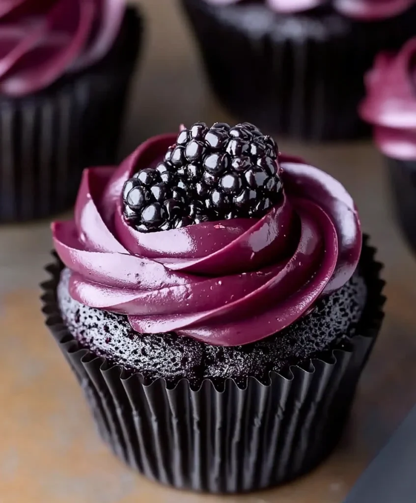 Dark Chocolate Blackberry Cupcakes