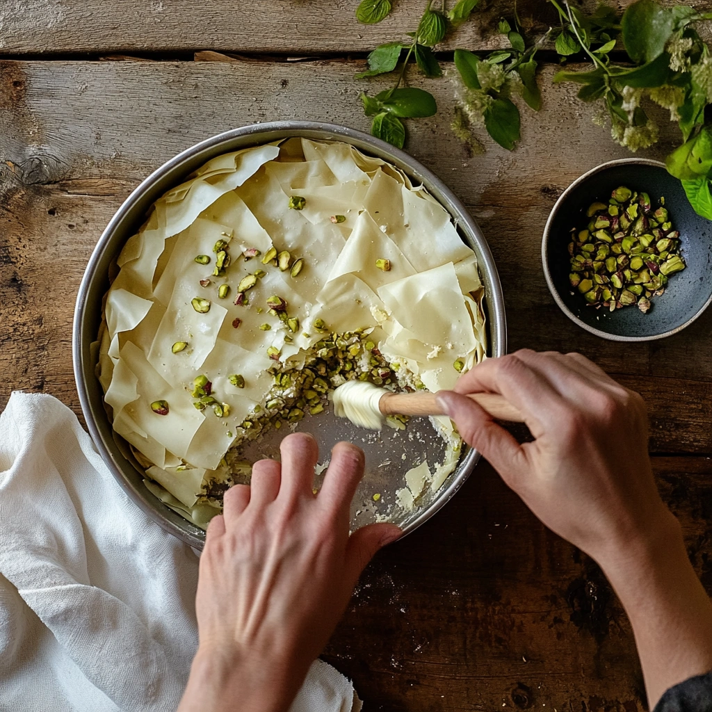Honey Pistachio Baklava Cheesecake