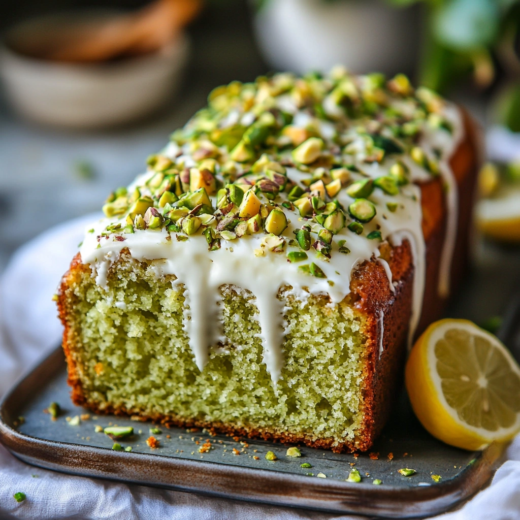 Pistachio Lemon Cake Loaf