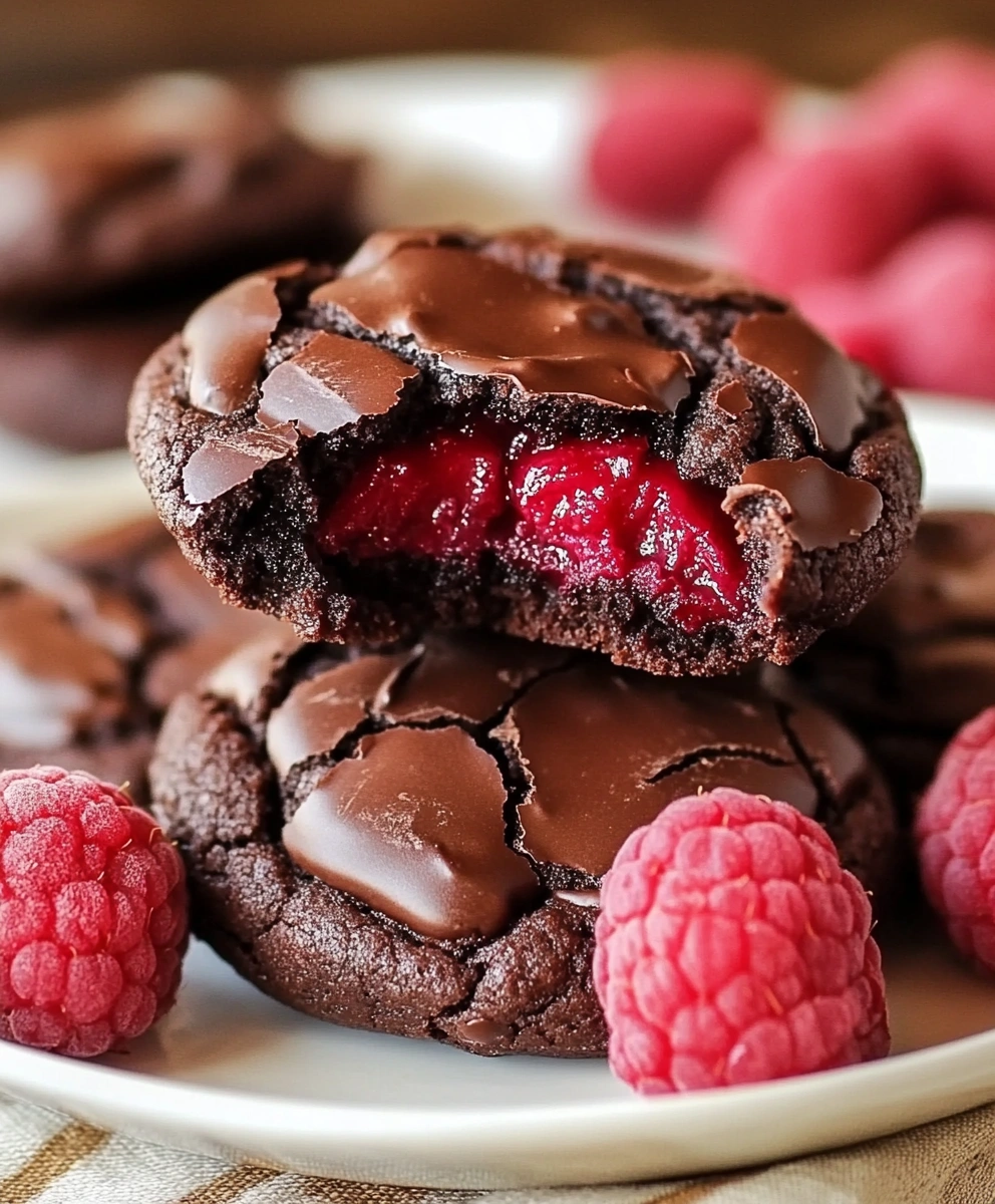 Raspberry Fudgy Chocolate Cookies