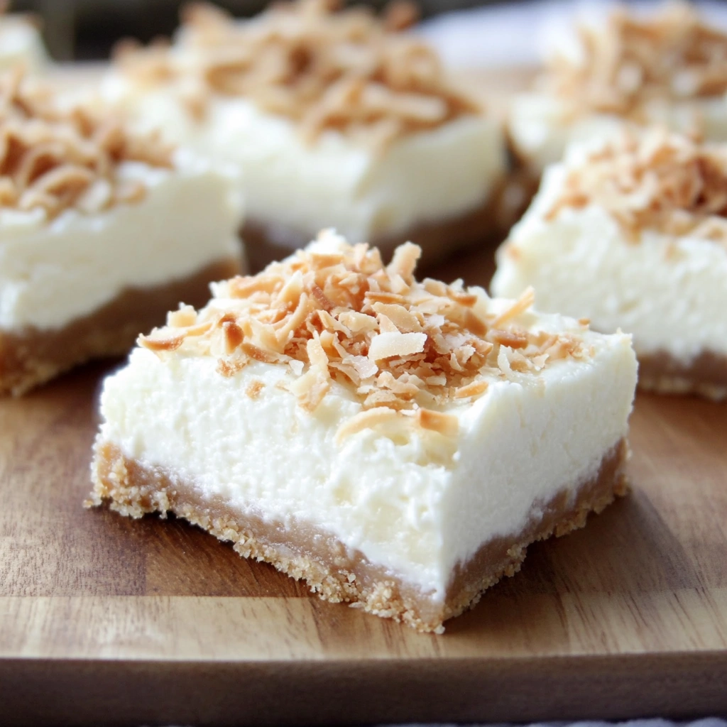 Skinny Coconut Cheesecake Bars