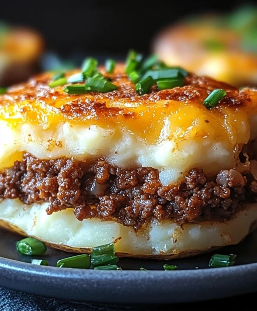 Cheesy Ground Beef-Stuffed Crispy Mashed Potatoes Recipe