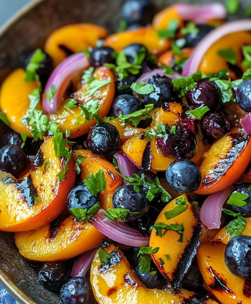 Grilled Peach Blueberry Salad