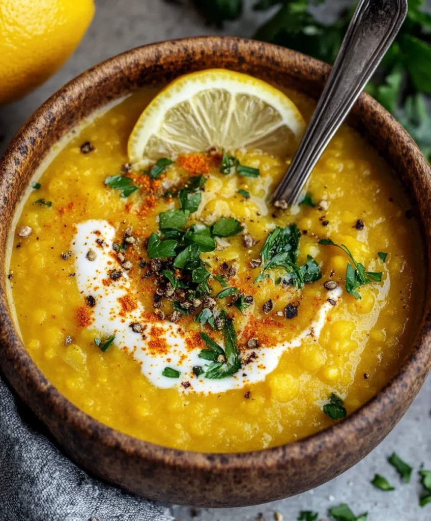 Vegan Lemon Lentil Soup with Turmeric