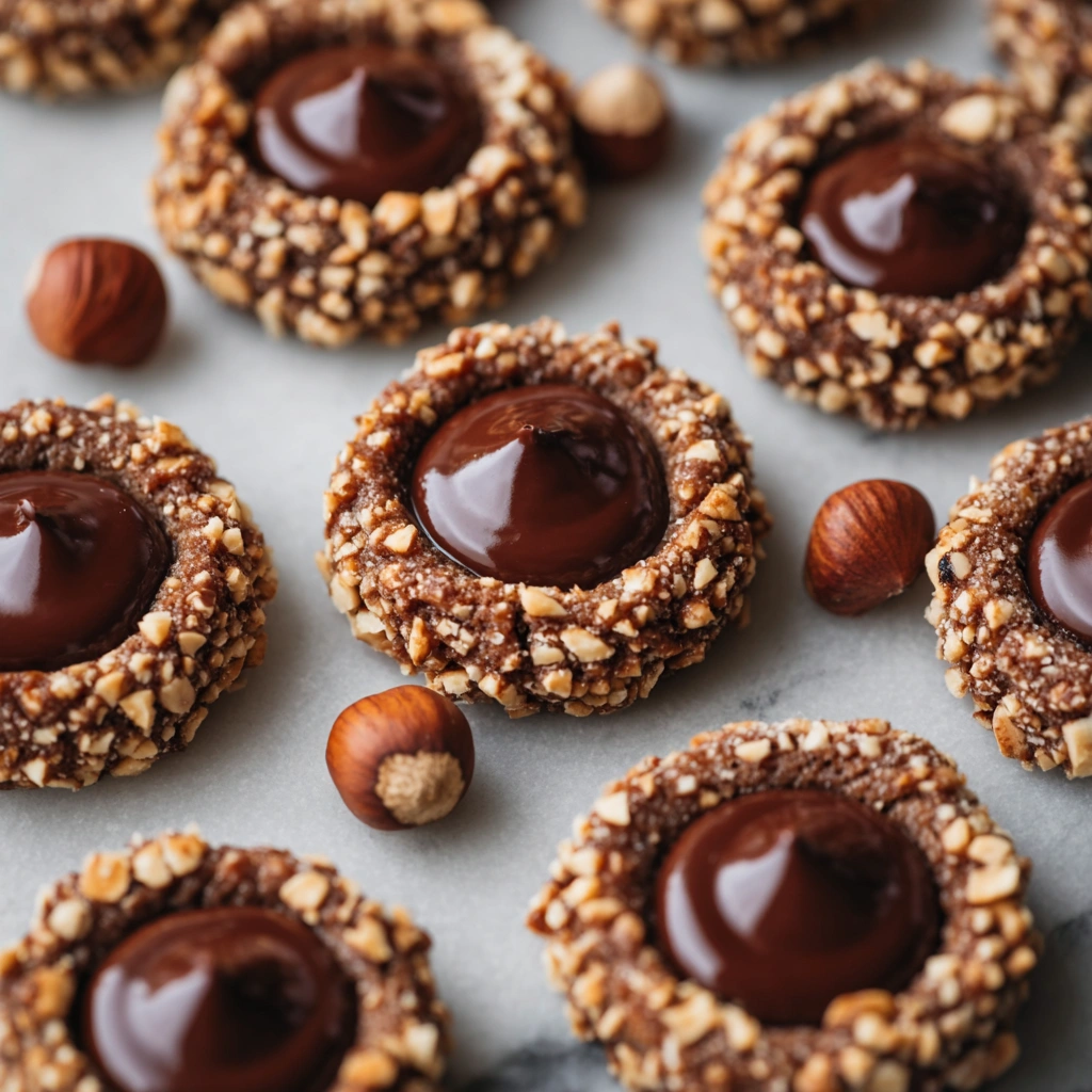 Chocolate Hazelnut Thumbprint Cookies