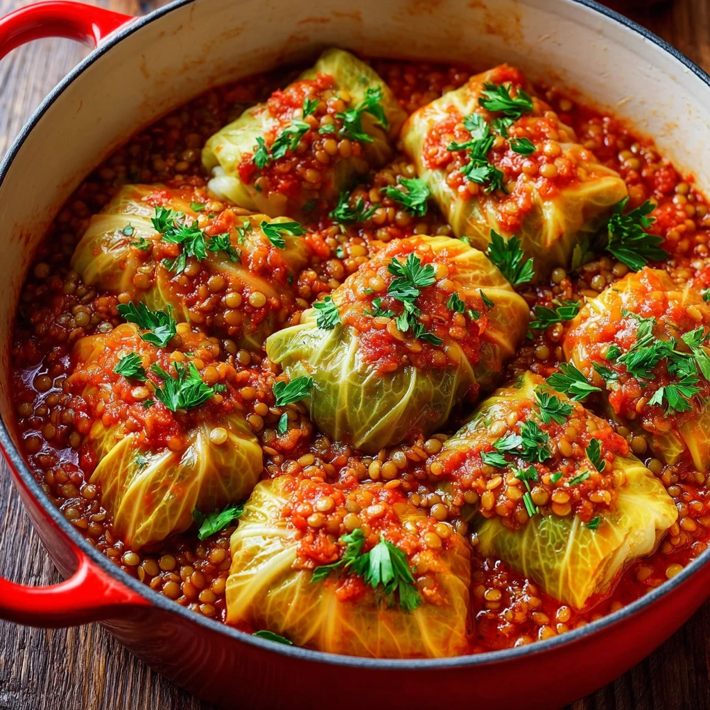 Lentil and Rice Stuffed Cabbage Rolls