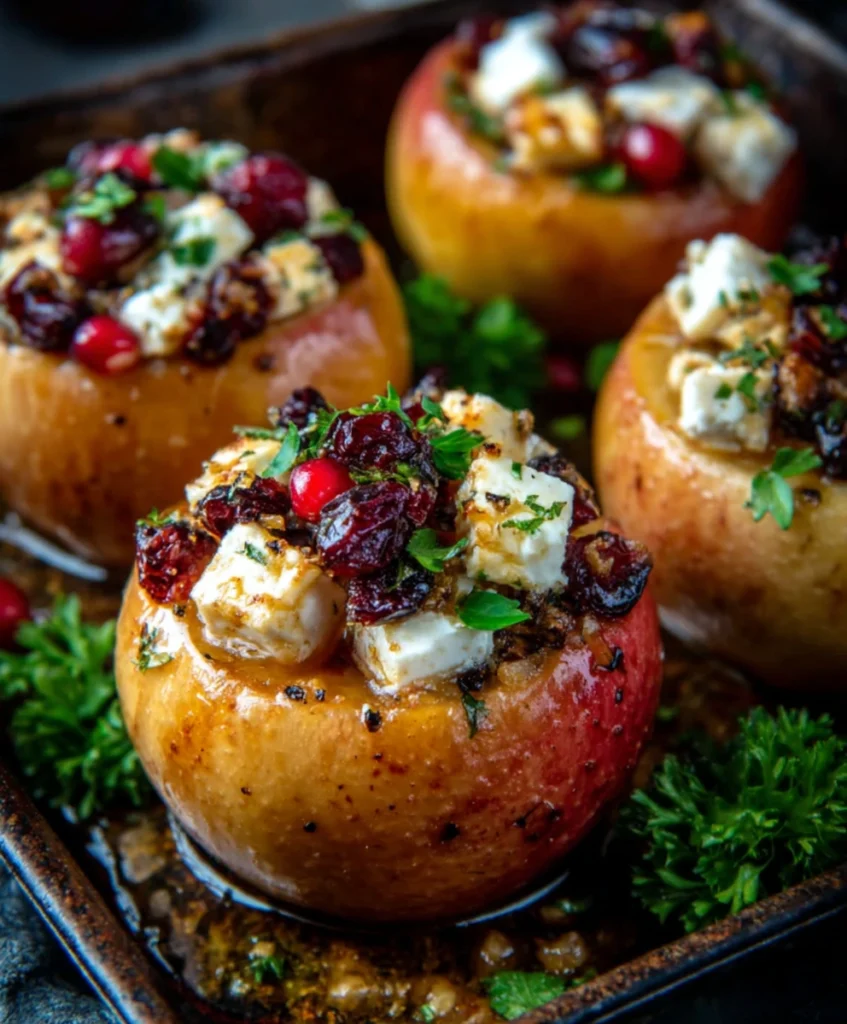 Baked Apples with Feta, Honey, and Cranberries