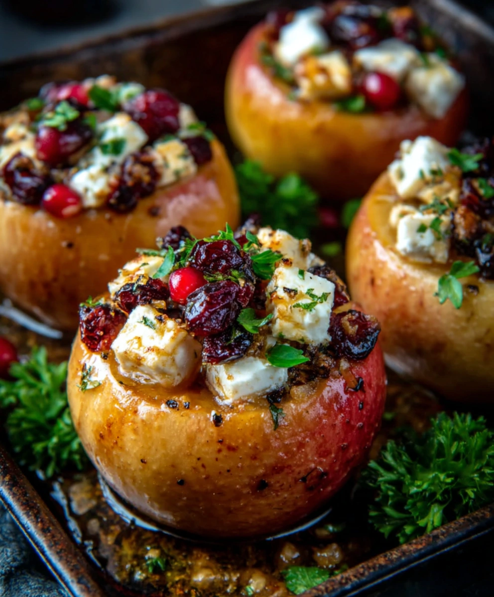 Baked Apples with Feta, Honey, and Cranberries