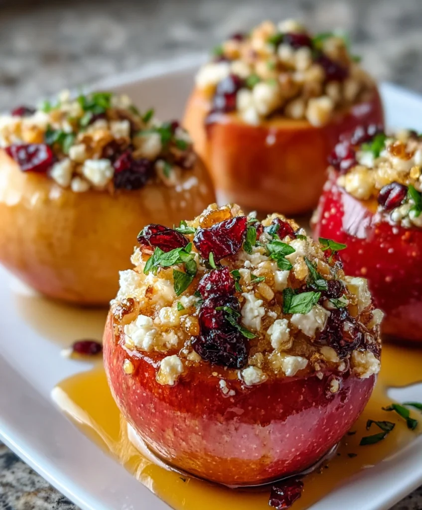 Baked Apples with Feta, Honey, and Cranberries