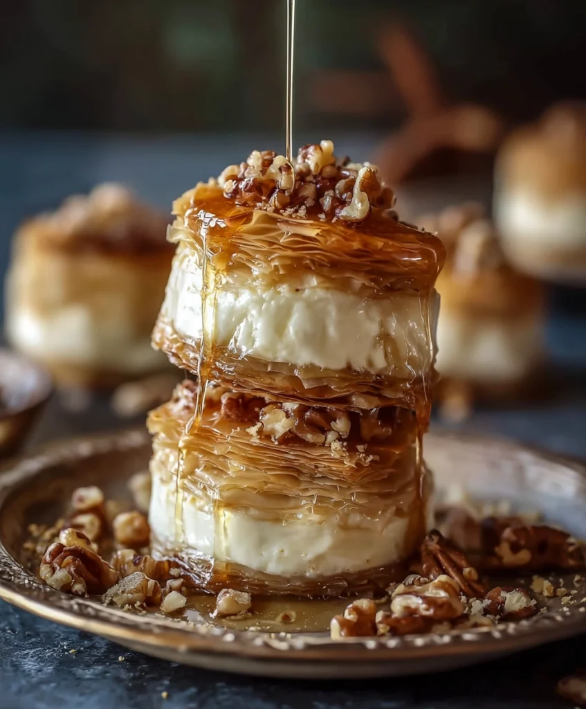 Baklava Cheesecake Phyllo Cookies with Honey Drizzle