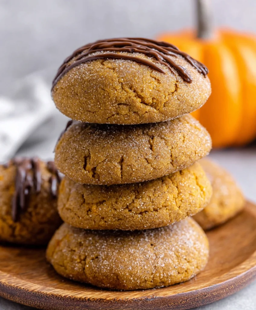 Caramel Stuffed Pumpkin Cookies