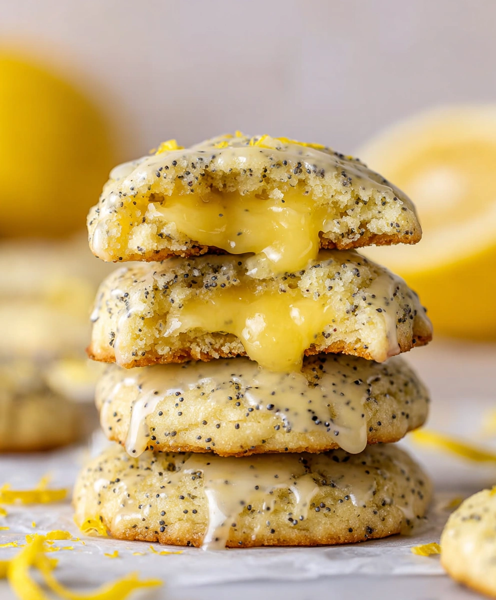 Crumbl Lemon Poppy Seed Cookies with Lemon Curd Filling