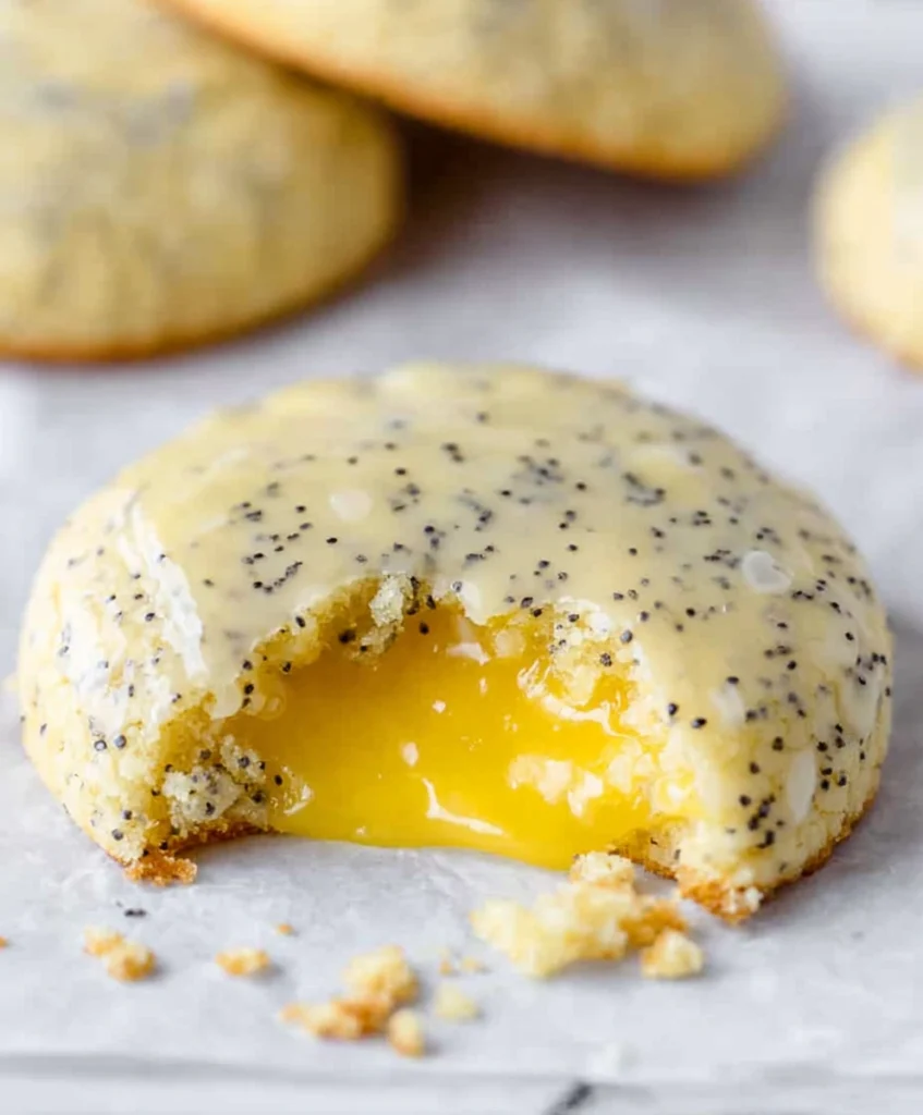 Crumbl Lemon Poppy Seed Cookies with Lemon Curd Filling