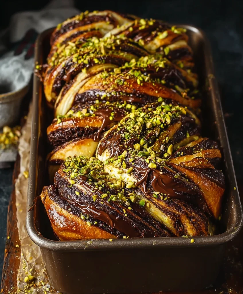Pistachio Chocolate Babka Pull Apart