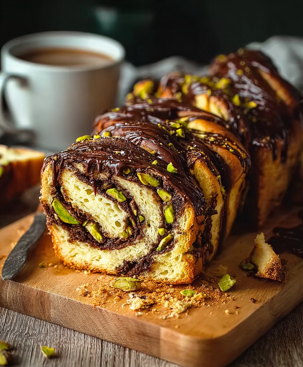 Pistachio Chocolate Babka Pull Apart