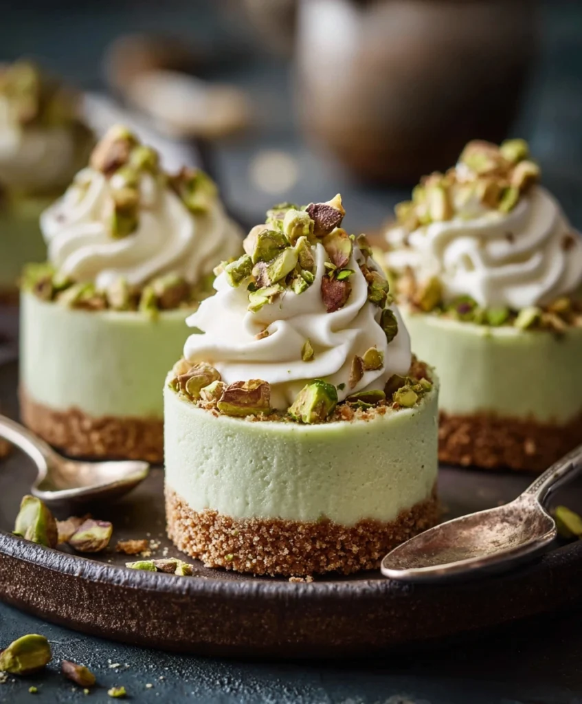 Pistachio Coffee Cheesecakes