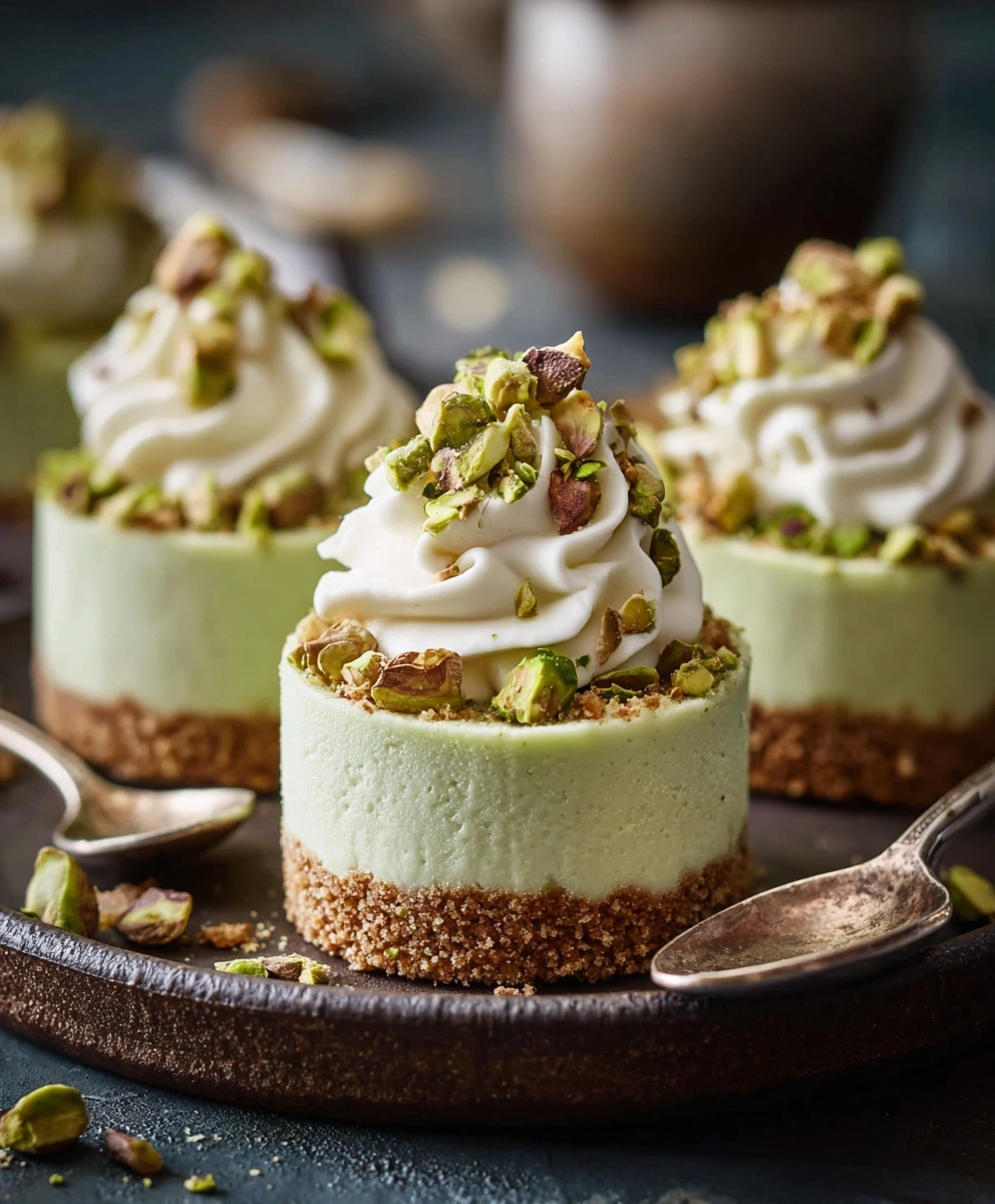Pistachio Coffee Cheesecakes