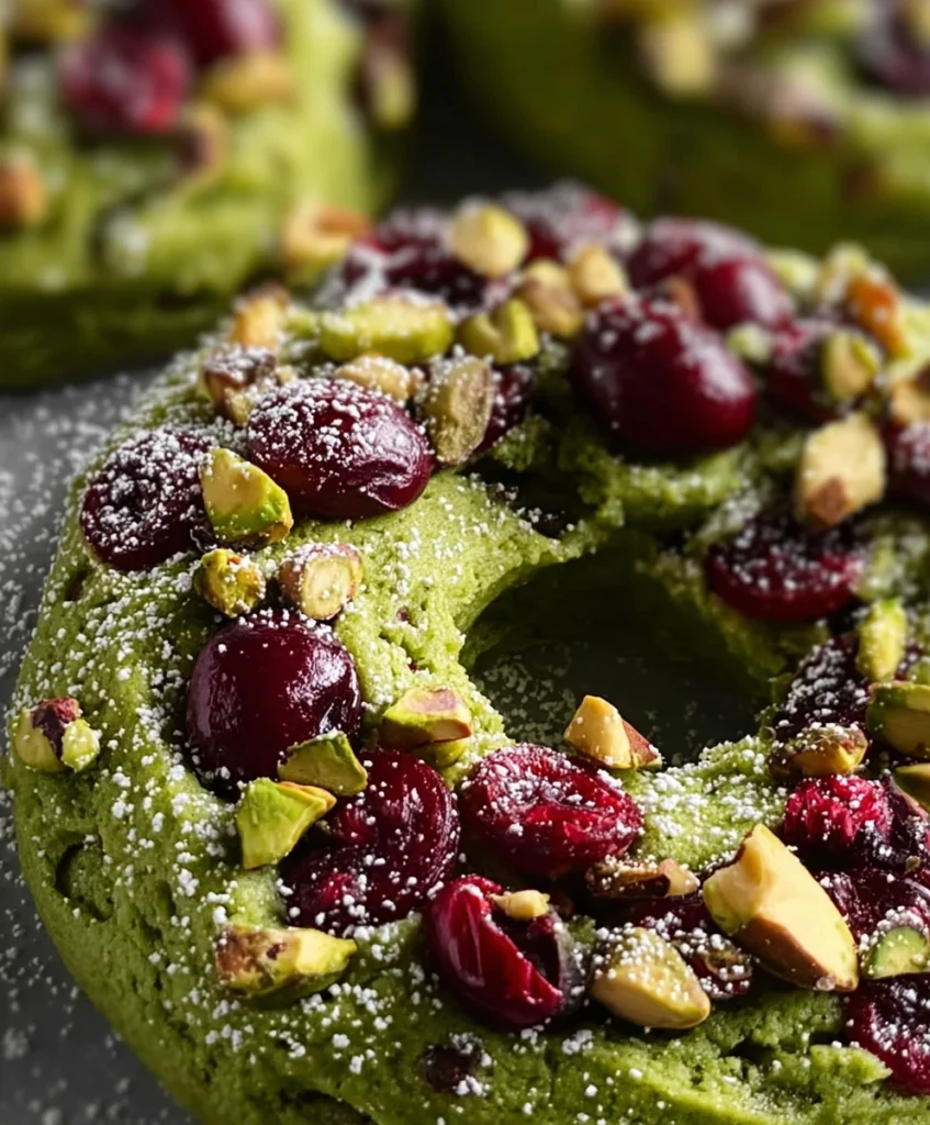 Pistachio Cranberry Wreath Cookies