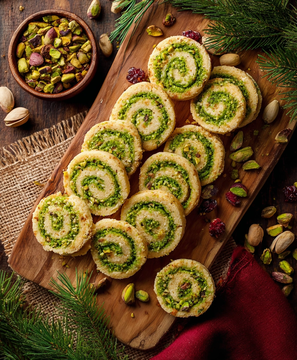 Pistachio Pinwheel Cookies