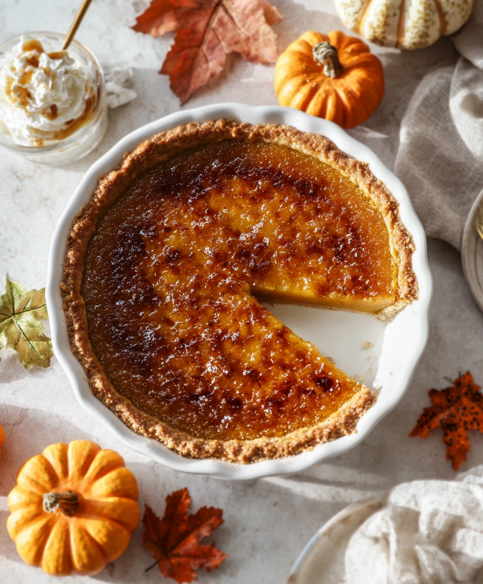 Pumpkin Pie Brûlée with Bourbon Vanilla Whipped Cream