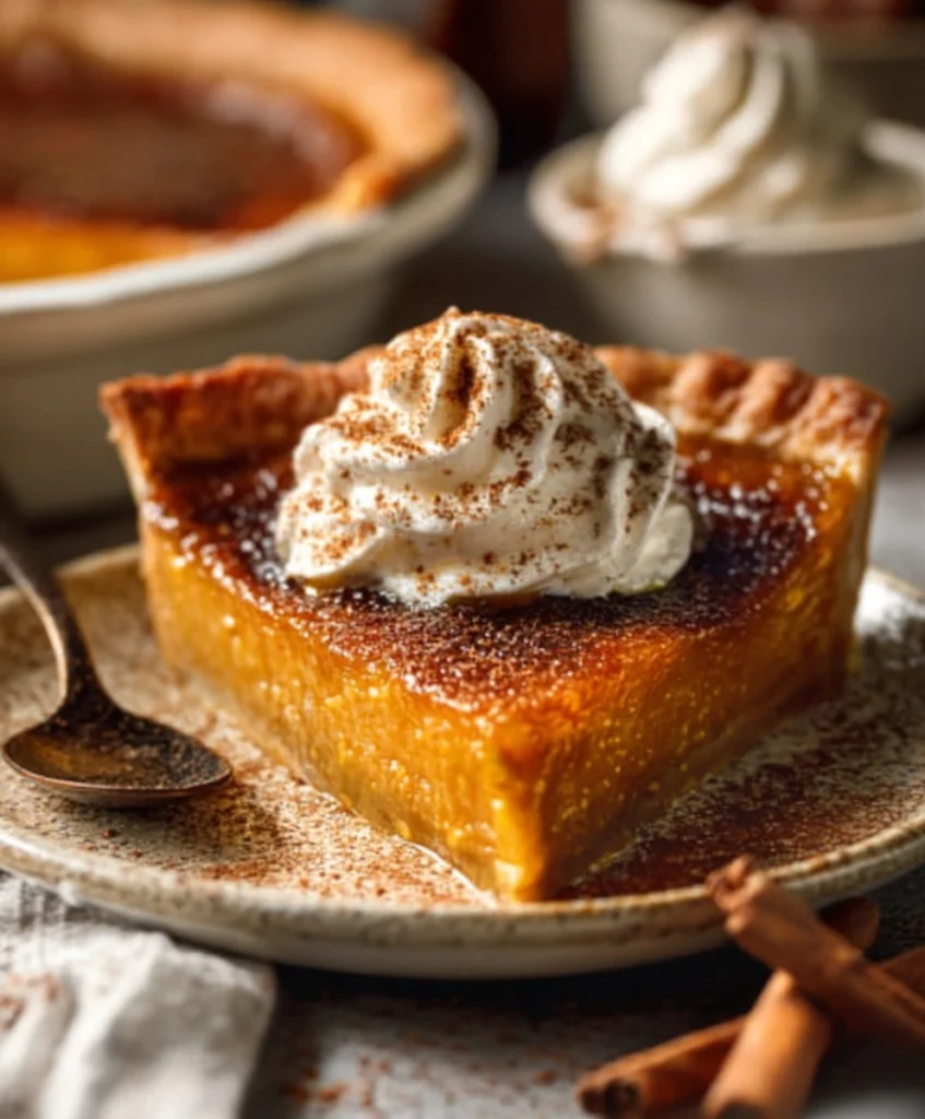 Pumpkin Pie Brûlée with Bourbon Vanilla Whipped Cream