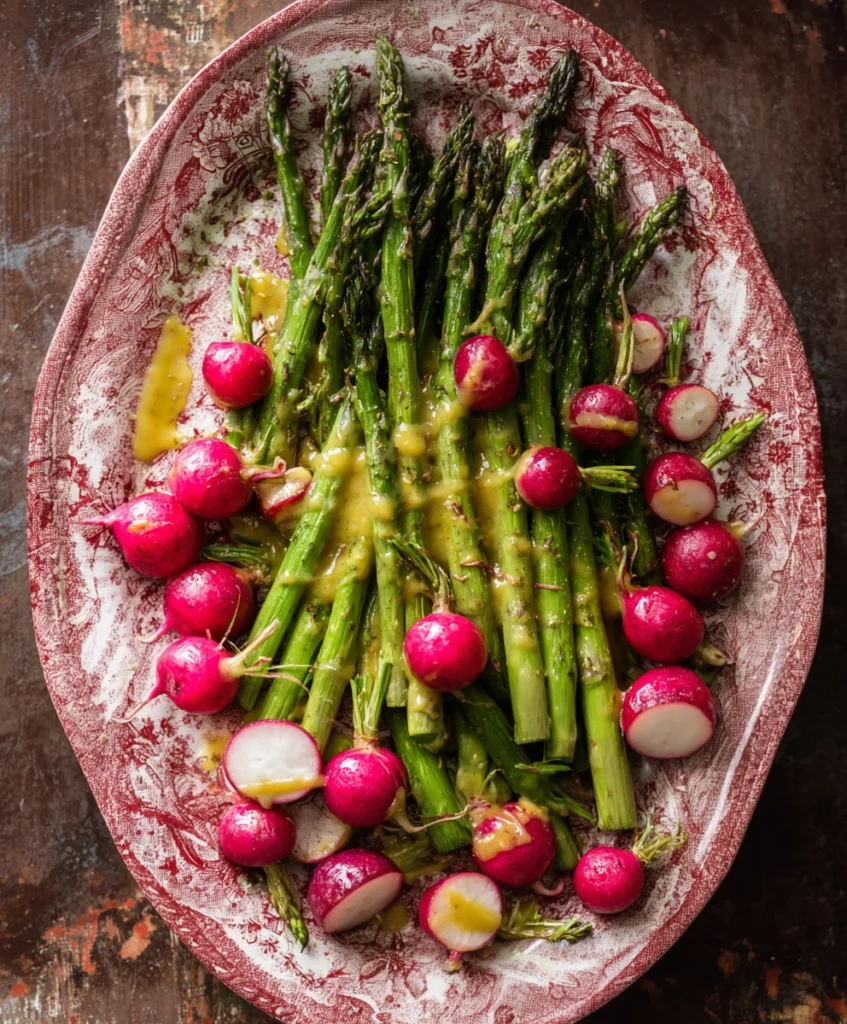 Roasted Asparagus and Radishes with Mustard Vinaigrette