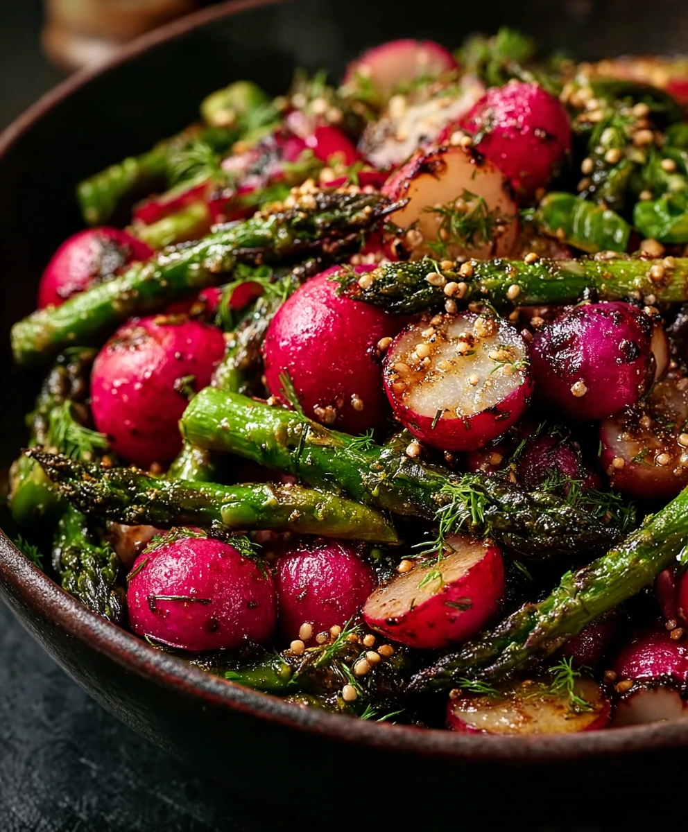Roasted Asparagus and Radishes with Mustard Vinaigrette