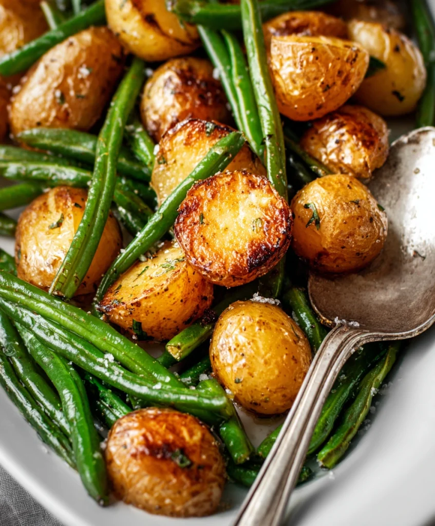 Roasted green beans and potatoes