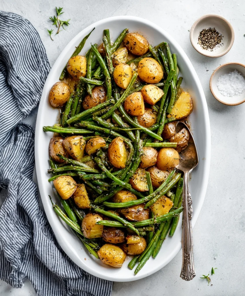 Roasted green beans and potatoes