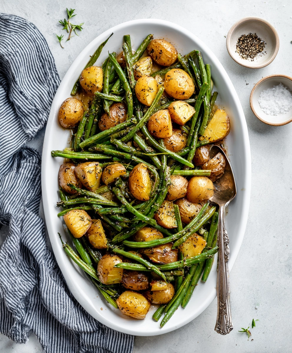 Roasted green beans and potatoes