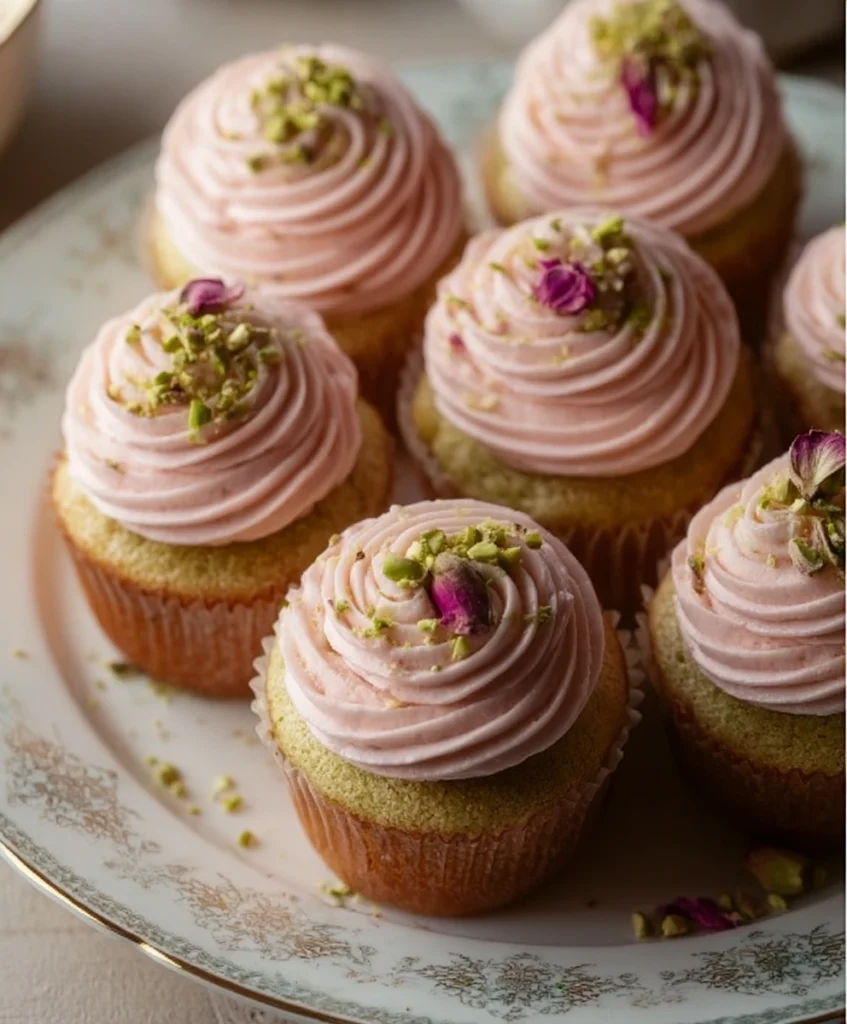 Rose and Pistachio Cupcakes