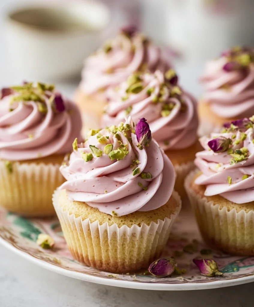 Rose and Pistachio Cupcakes