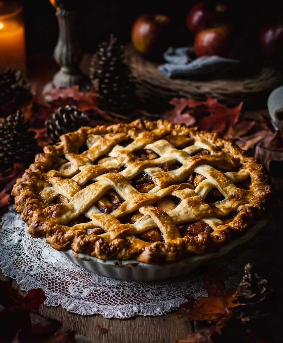Toffee Apple Pie with Vanilla Custard