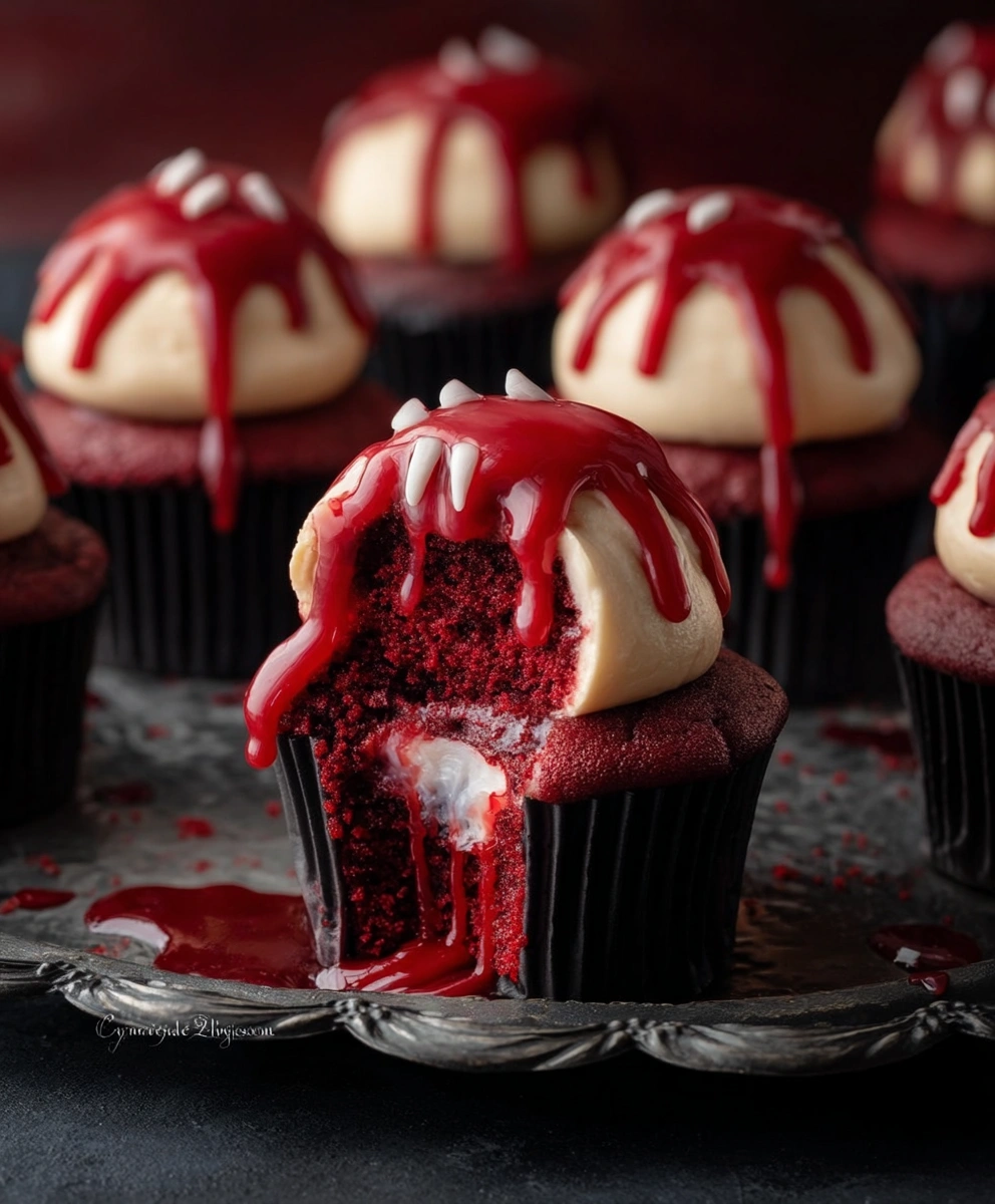 Vampire Bite Halloween Cupcakes