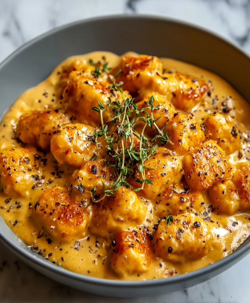 Vegan Cauliflower Gnocchi with Pumpkin Sauce