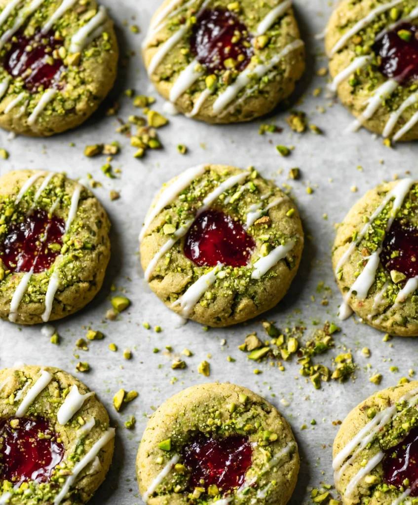 Pistachio & Cardamom Jam Thumbprint Cookies