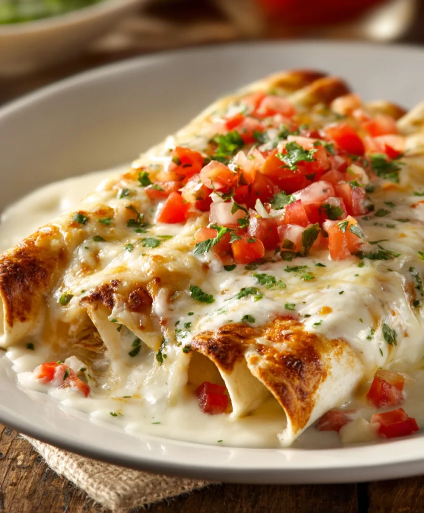 Chicken Enchiladas with Sour Cream White Sauce