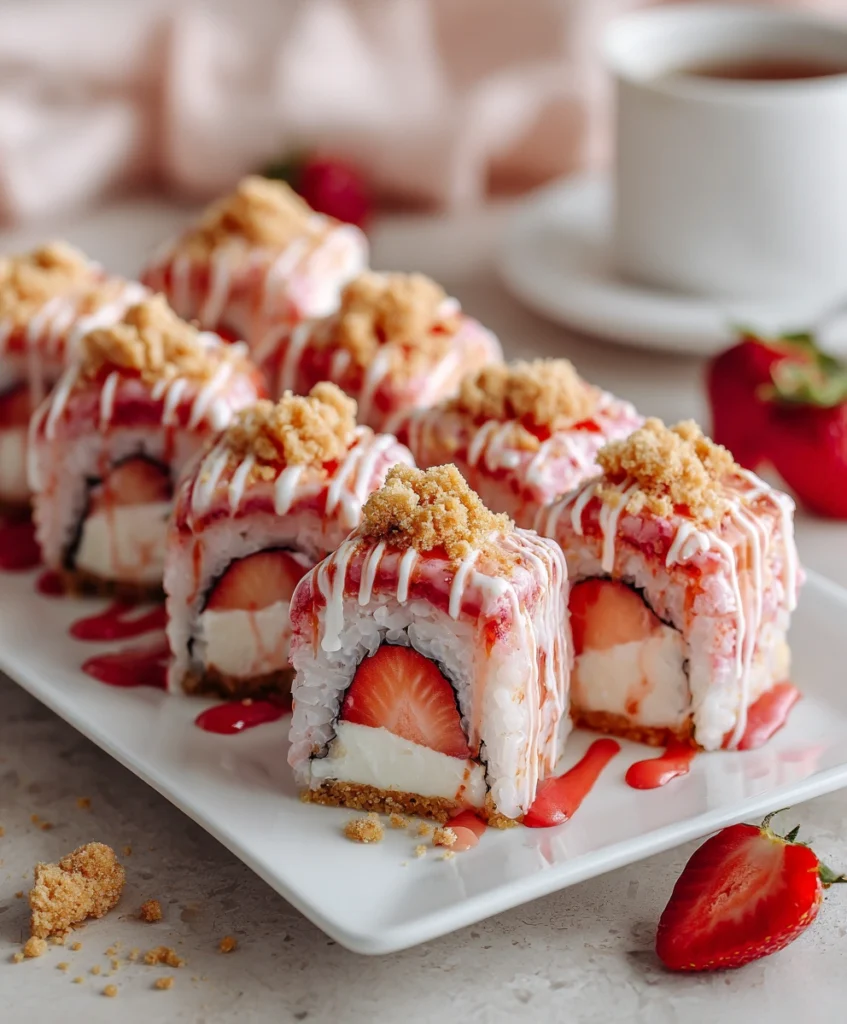 Cute Strawberry Shortcake Sushi Roll Dessert
