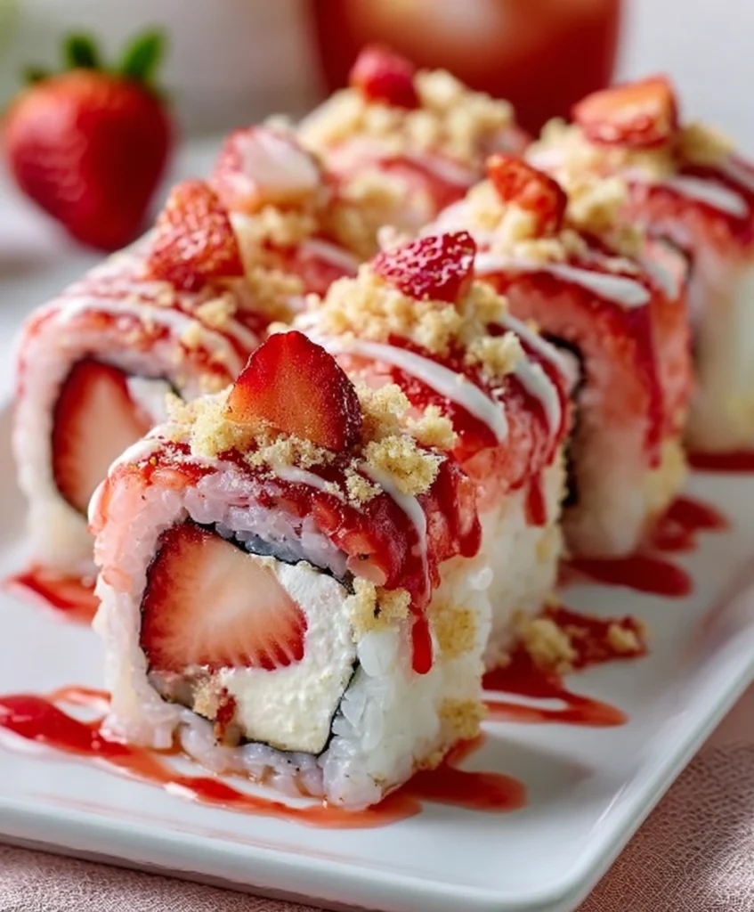 Cute Strawberry Shortcake Sushi Roll Dessert