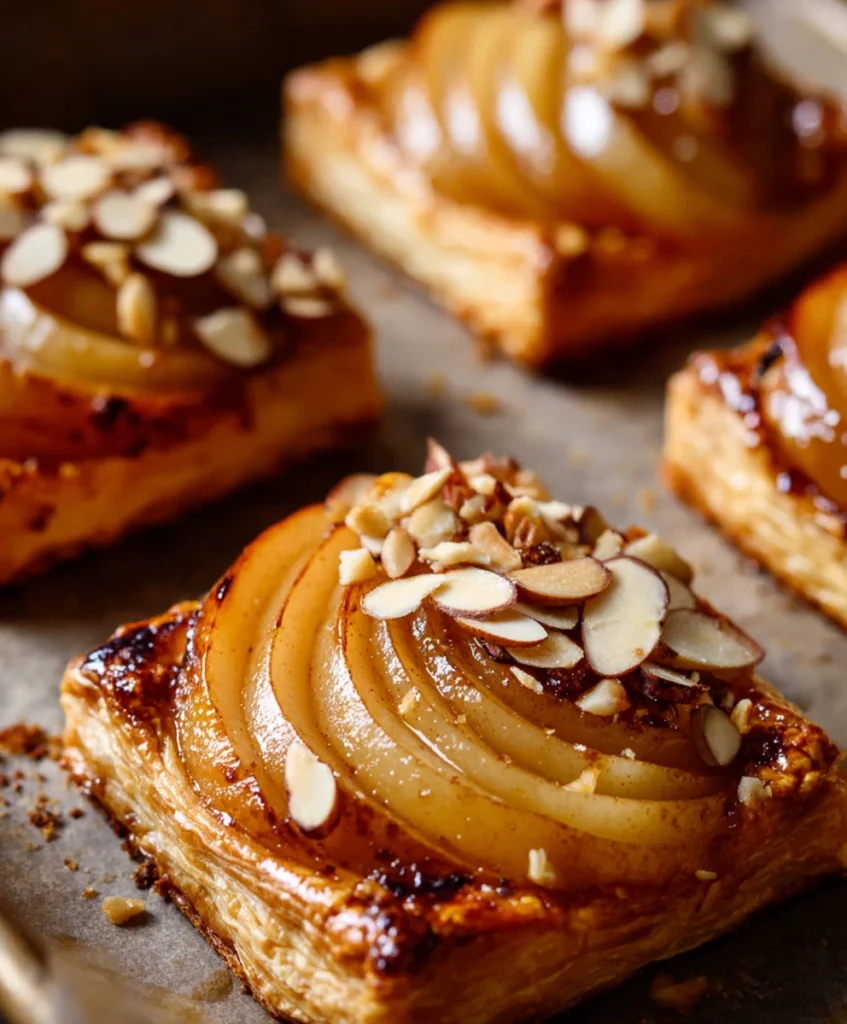 Easy Puff Pastry Pear Tarts with Almonds and Cinnamon