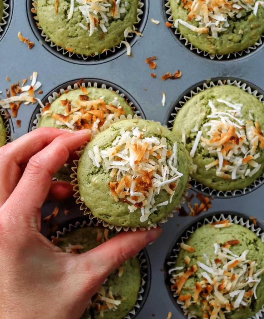 Healthy Matcha Muffins with Banana and Coconut