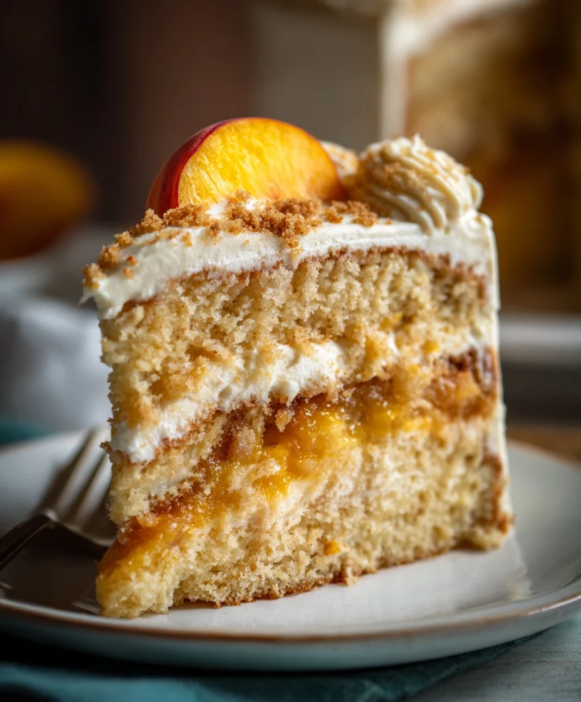 Peach Cake with Brown Sugar Frosting