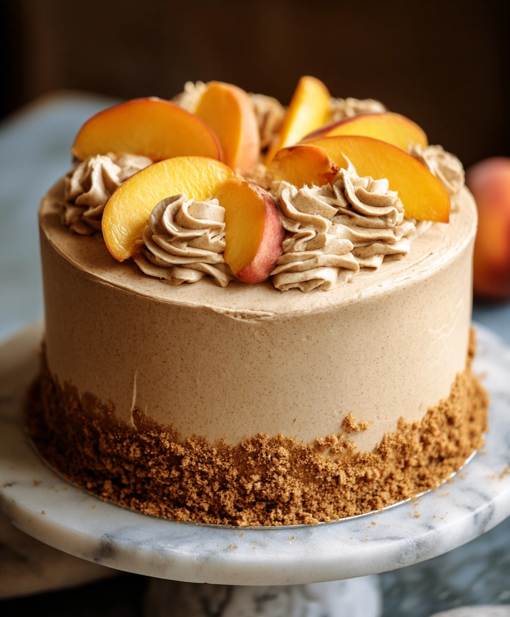 Peach Cake with Brown Sugar Frosting